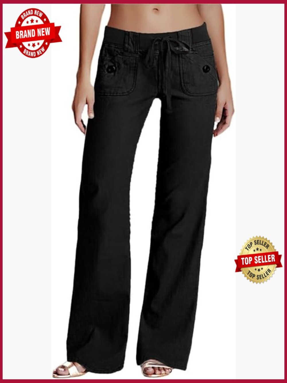 Low Rise Cargo Wide Leg Pants Drawstring Flap Pockets Y2K Flare